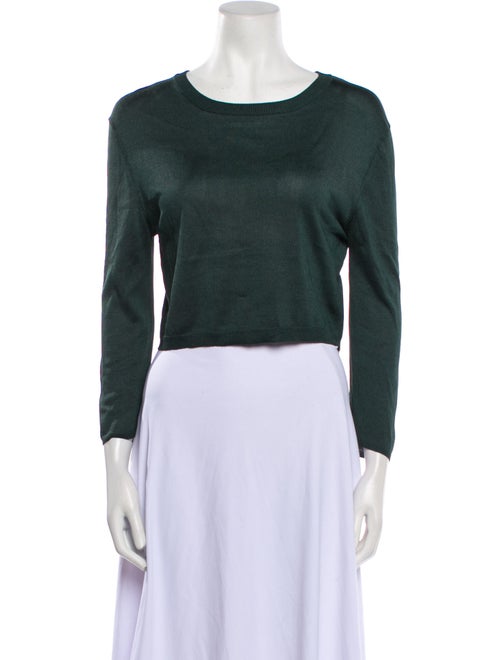 Barbara Bui Silk Crew Neck Crop Top