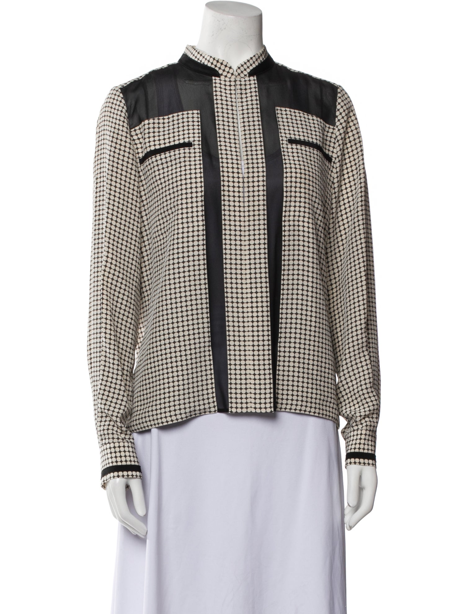 Barbara Bui Silk Polka Dot Print Button-Up Top