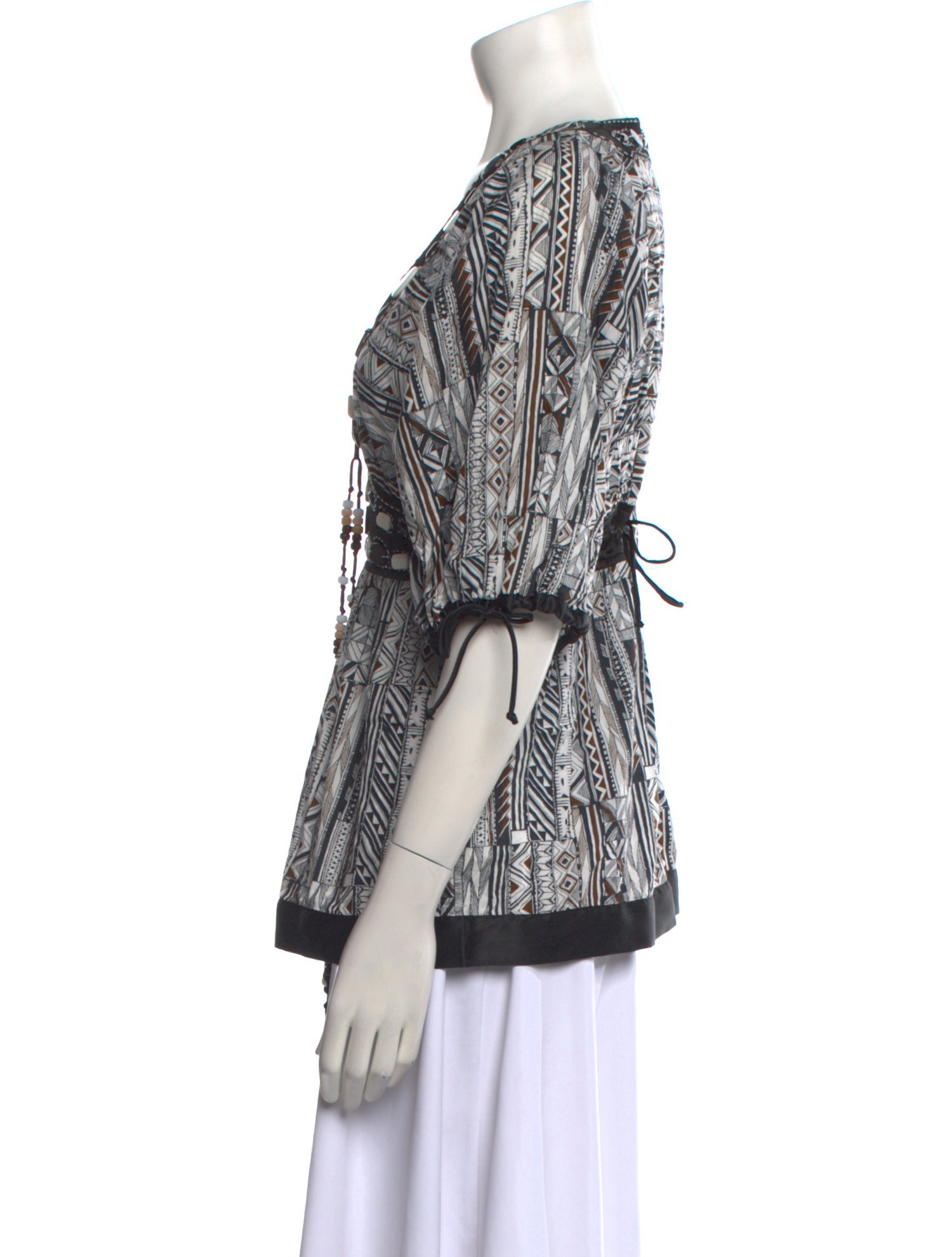 Barbara Bui Printed Plunge Neckline Blouse