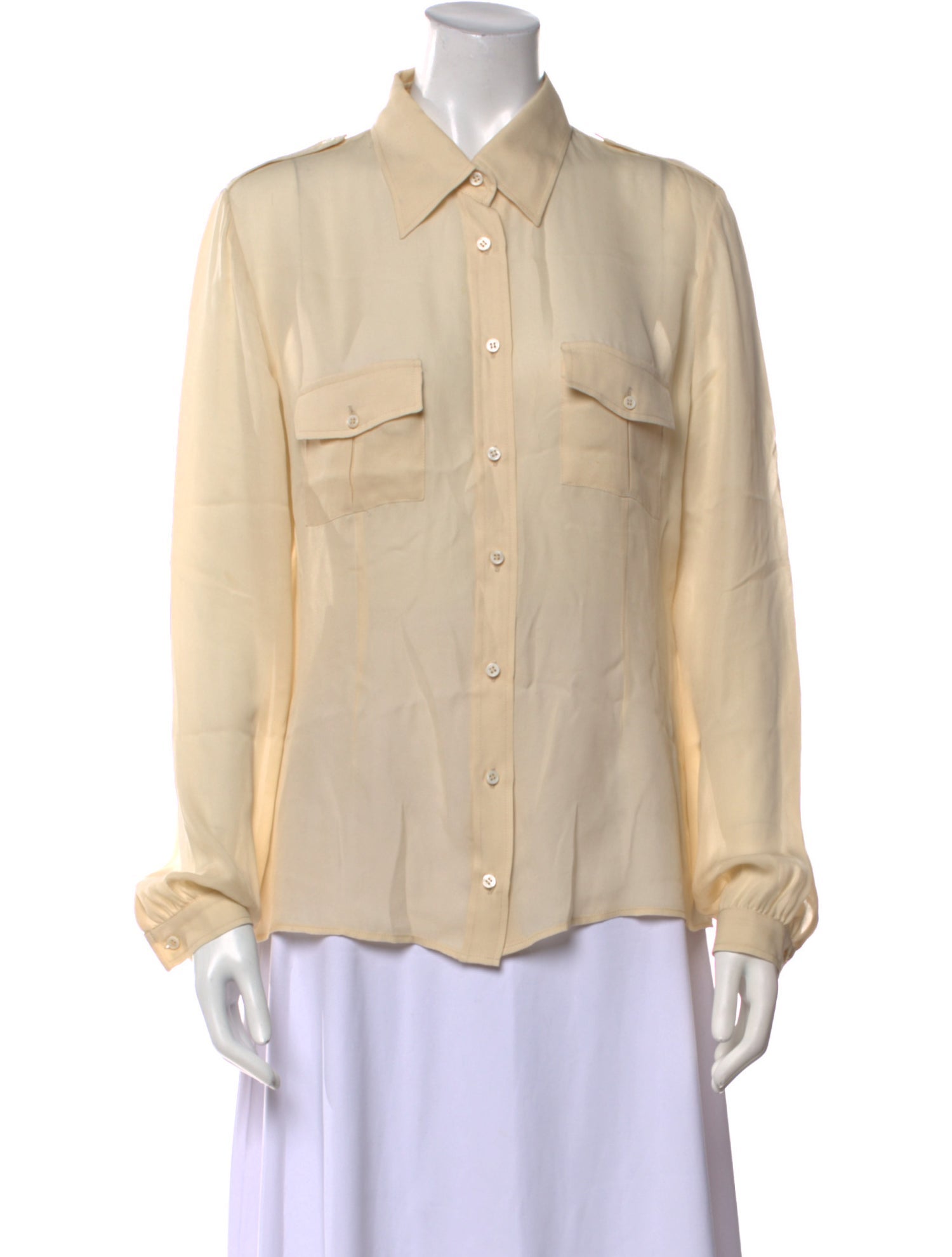 Barbara Bui Silk Long Sleeve Button-Up Top