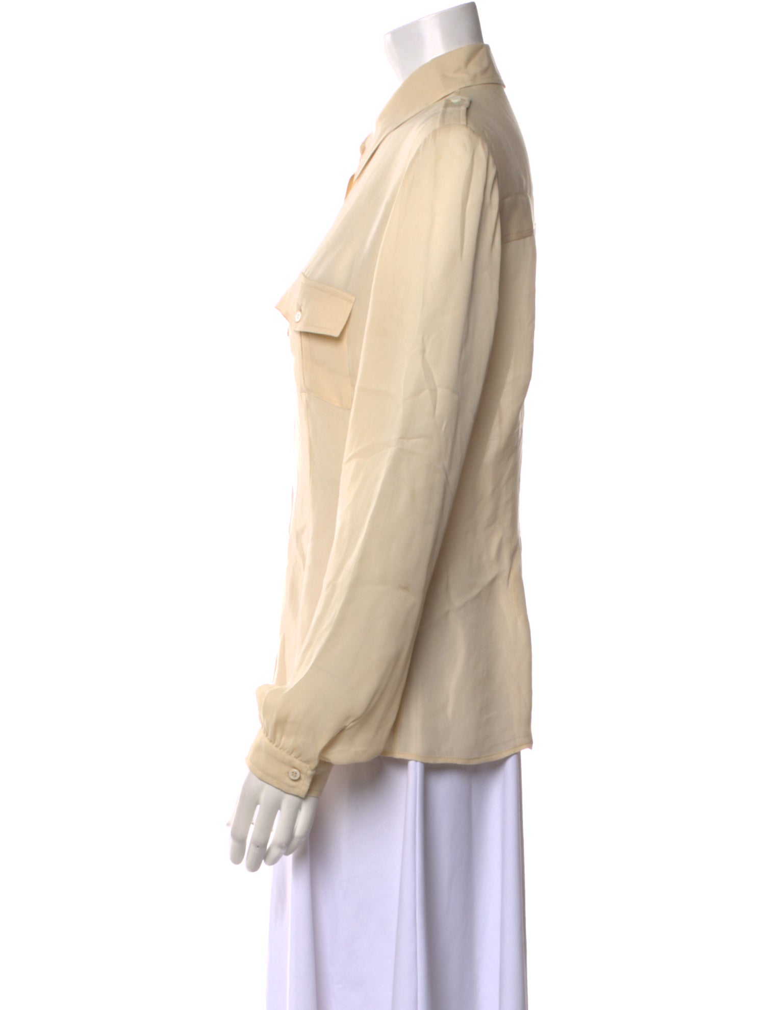 Barbara Bui Silk Long Sleeve Button-Up Top