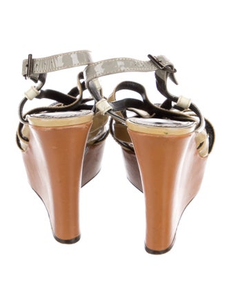 Barbara Bui Patent Leather Colorblock Pattern Slingback Sandals