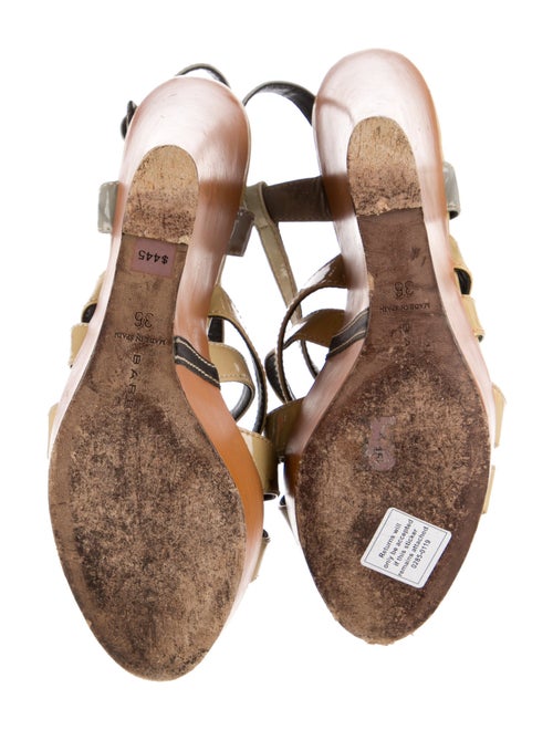 Barbara Bui Patent Leather Colorblock Pattern Slingback Sandals