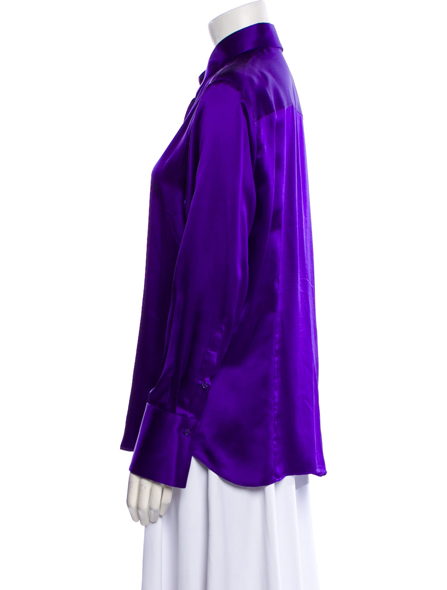 Barbara Bui Silk Long Sleeve Button-Up Top