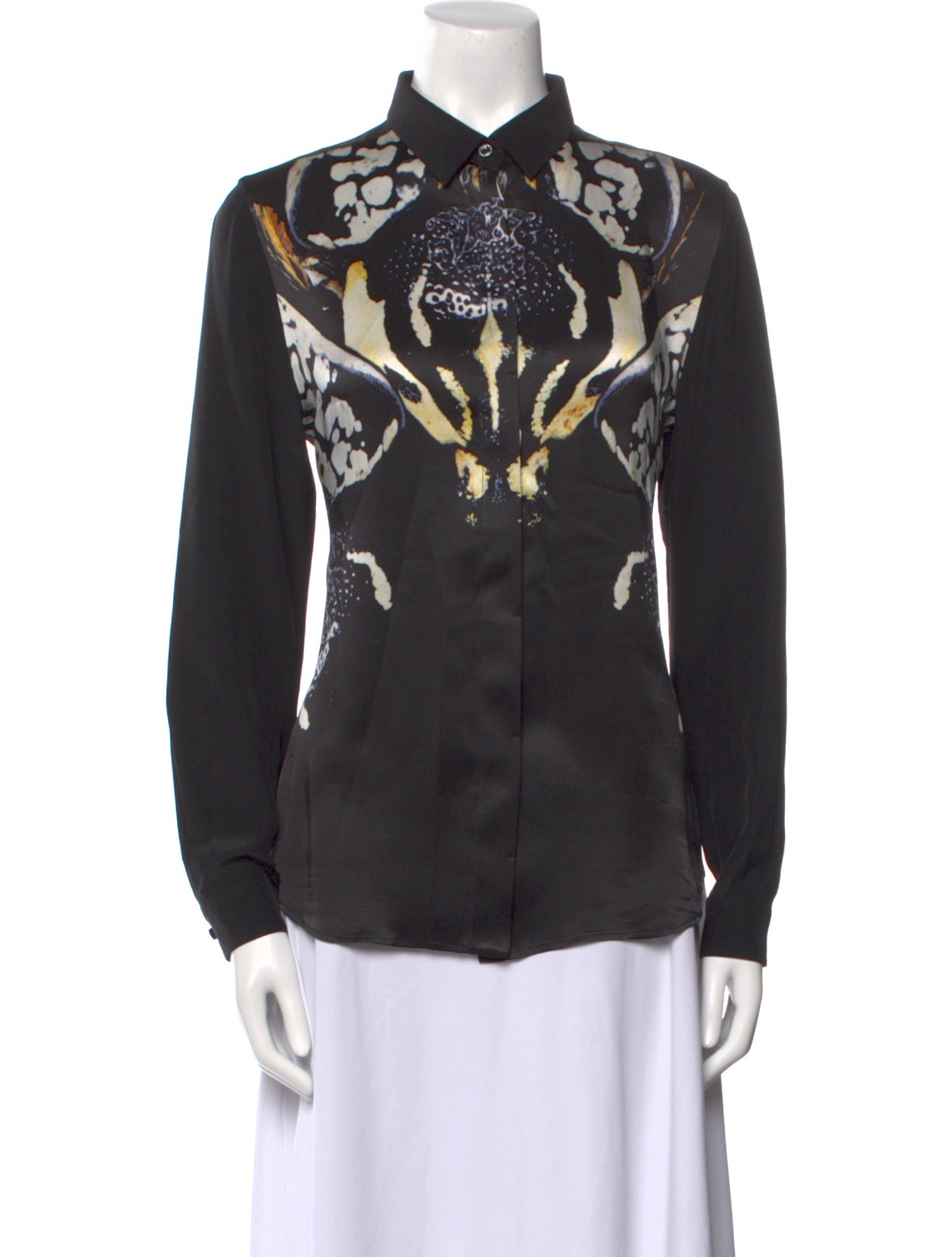 Barbara Bui Silk Printed Button-Up Top