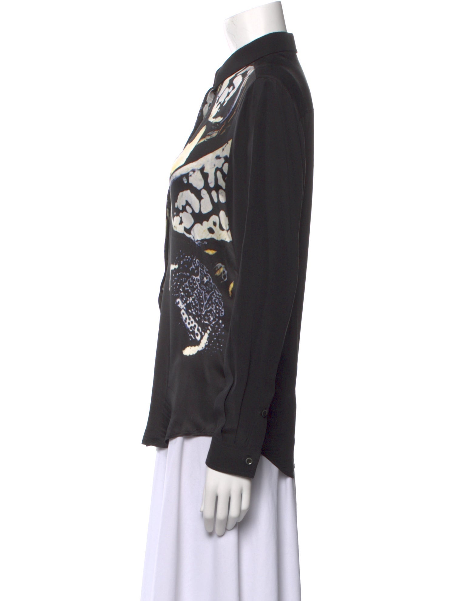 Barbara Bui Silk Printed Button-Up Top