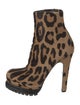 Barbara Bui Ponyhair Animal Print Lace-Up Boots