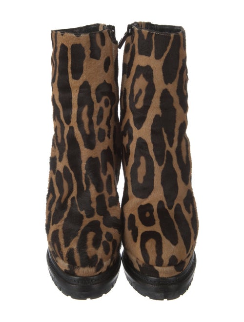 Barbara Bui Ponyhair Animal Print Lace-Up Boots