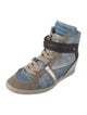 Barbara Bui Leather Colorblock Pattern Wedge Sneakers