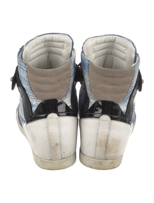 Barbara Bui Leather Colorblock Pattern Wedge Sneakers