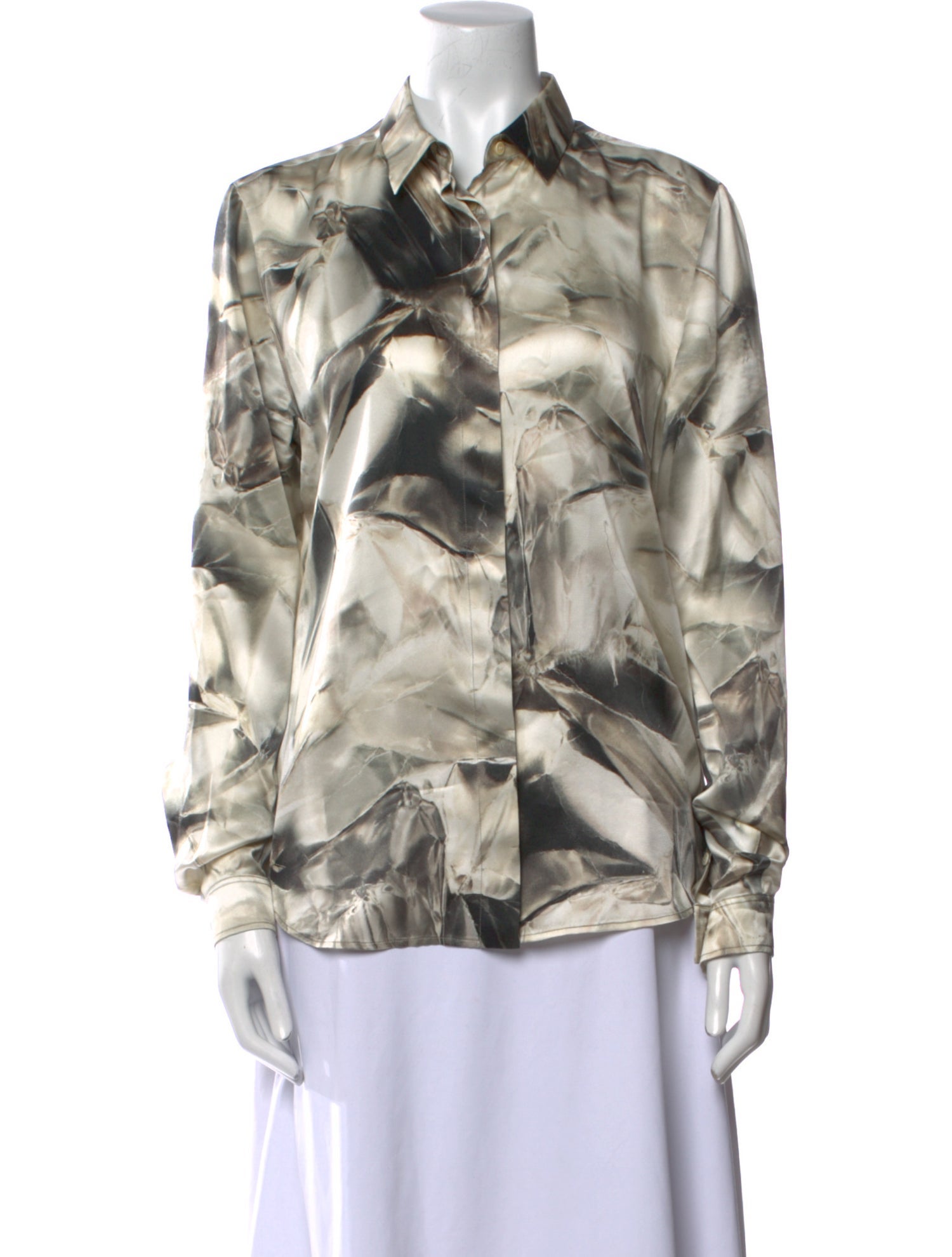 Barbara Bui Silk Printed Button-Up Top