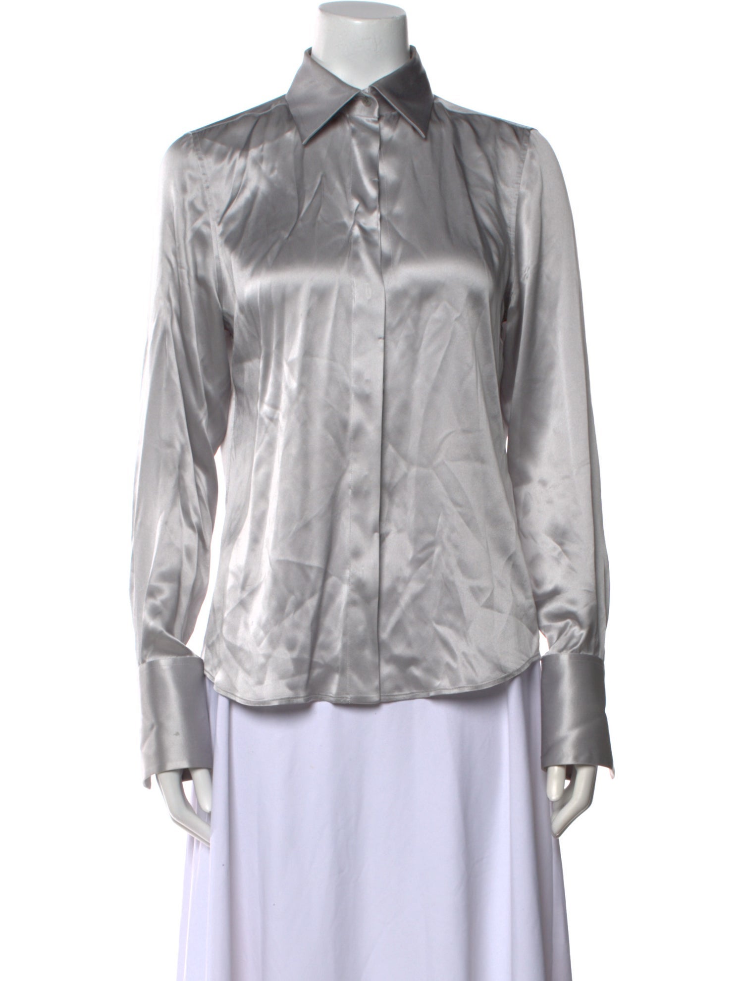 Barbara Bui Silk Long Sleeve Button-Up Top