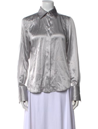 Barbara Bui Silk Long Sleeve Button-Up Top