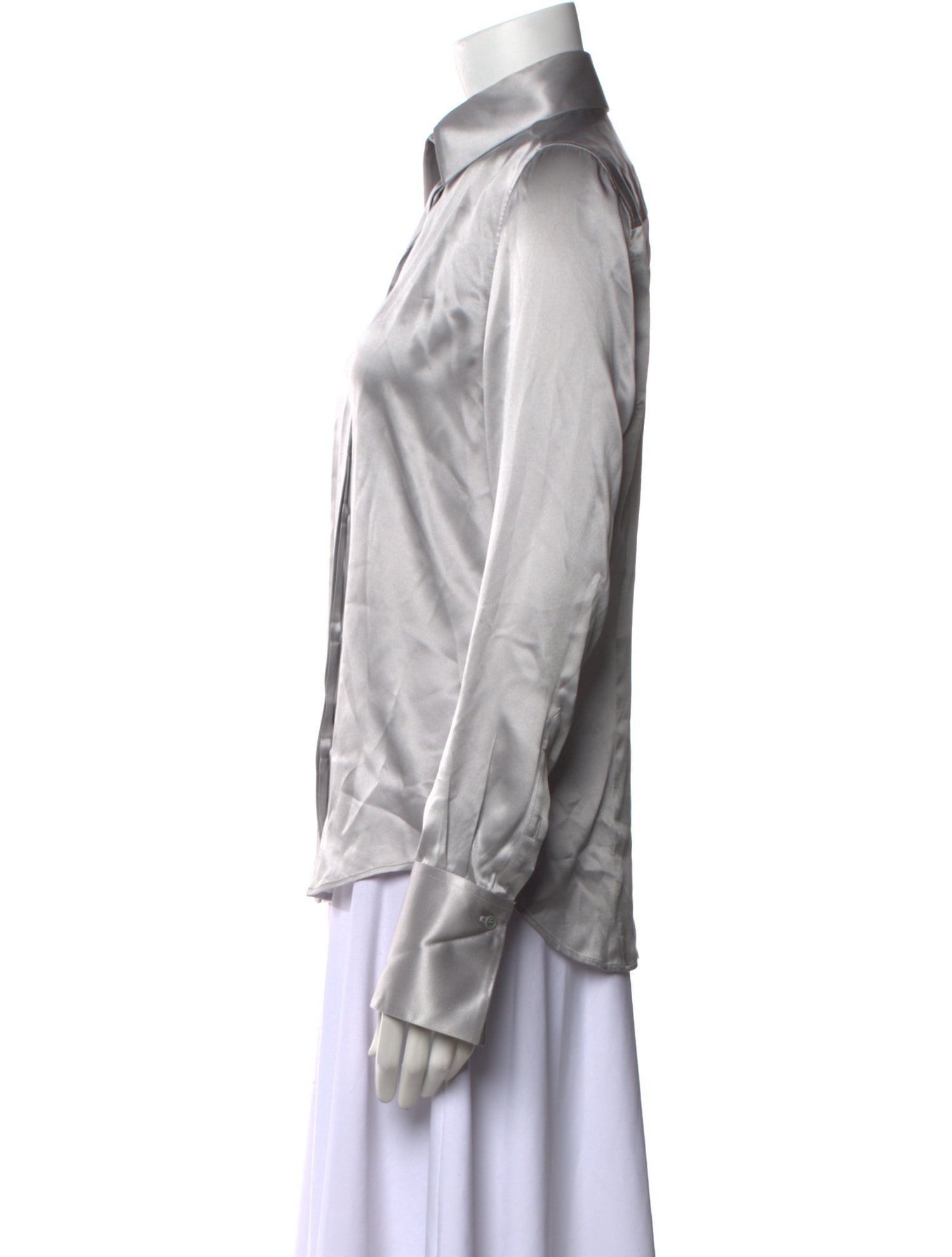 Barbara Bui Silk Long Sleeve Button-Up Top