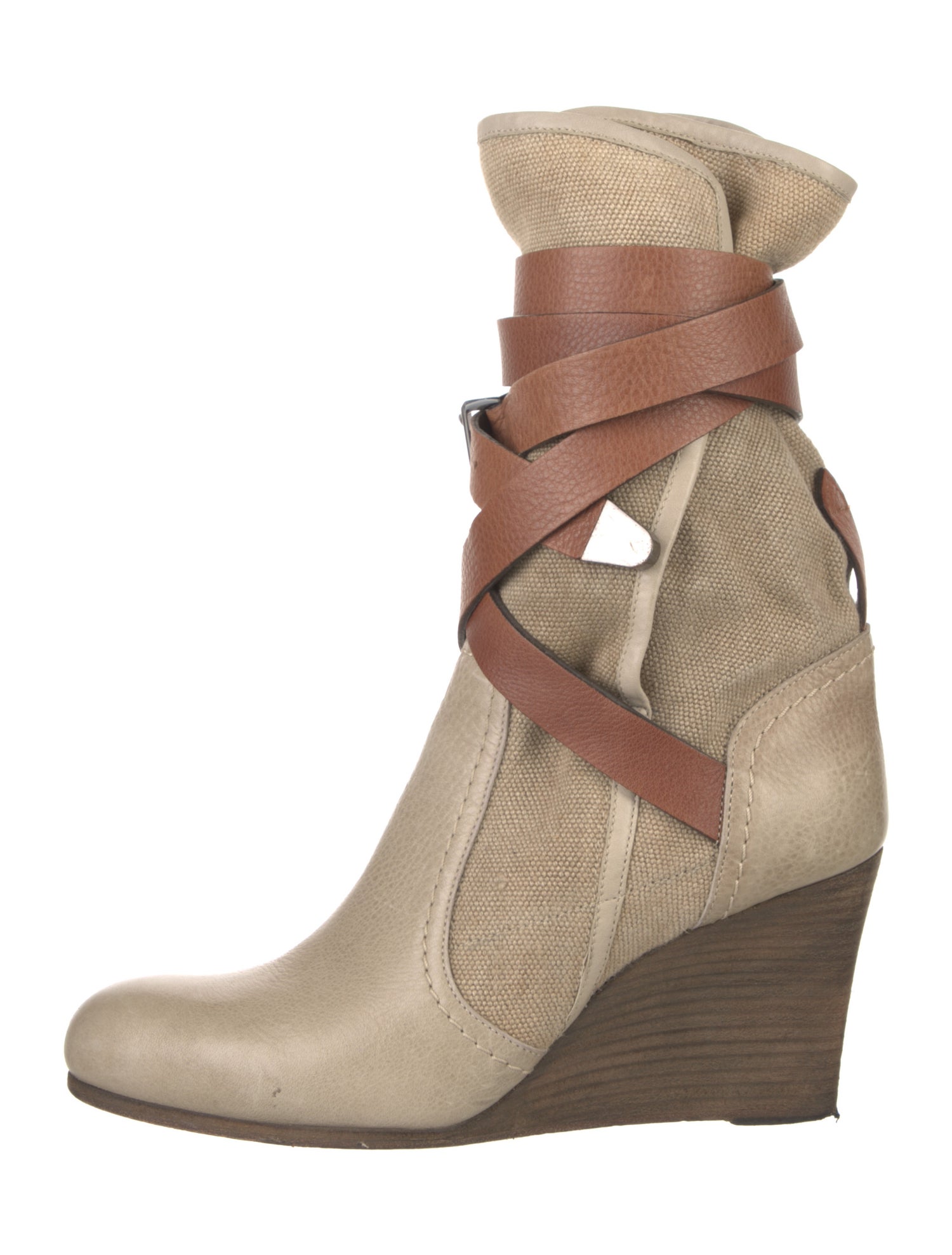 Barbara Bui Leather Colorblock Pattern Rain Boots