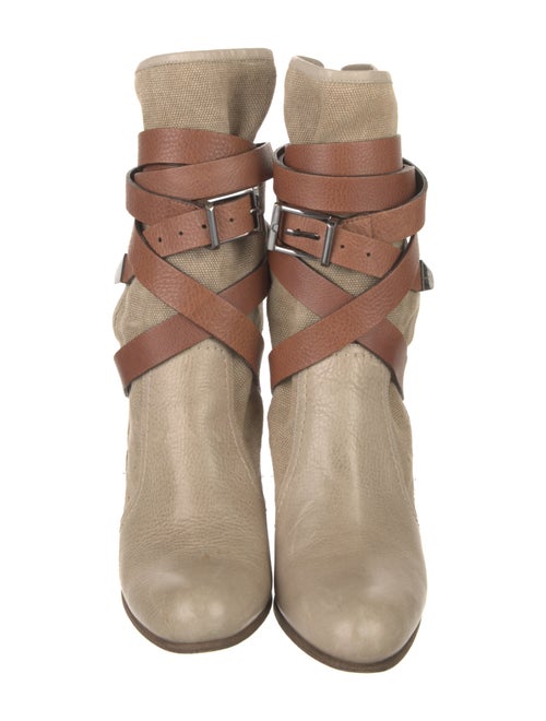 Barbara Bui Leather Colorblock Pattern Rain Boots