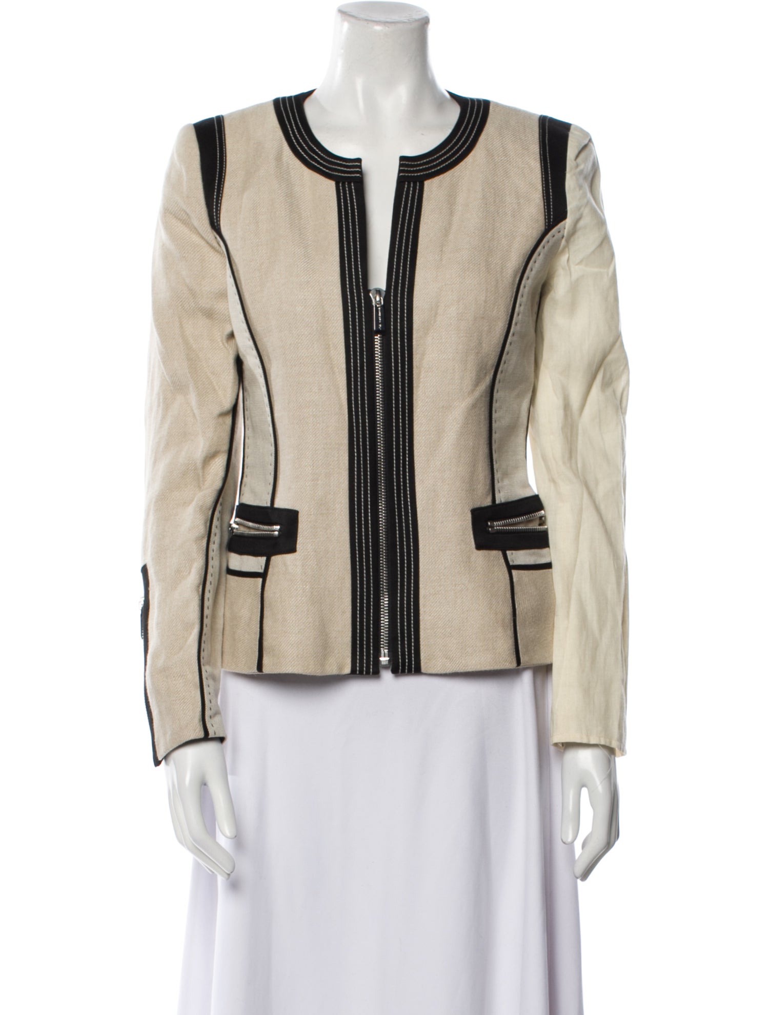 Barbara Bui Linen Striped Evening Jacket
