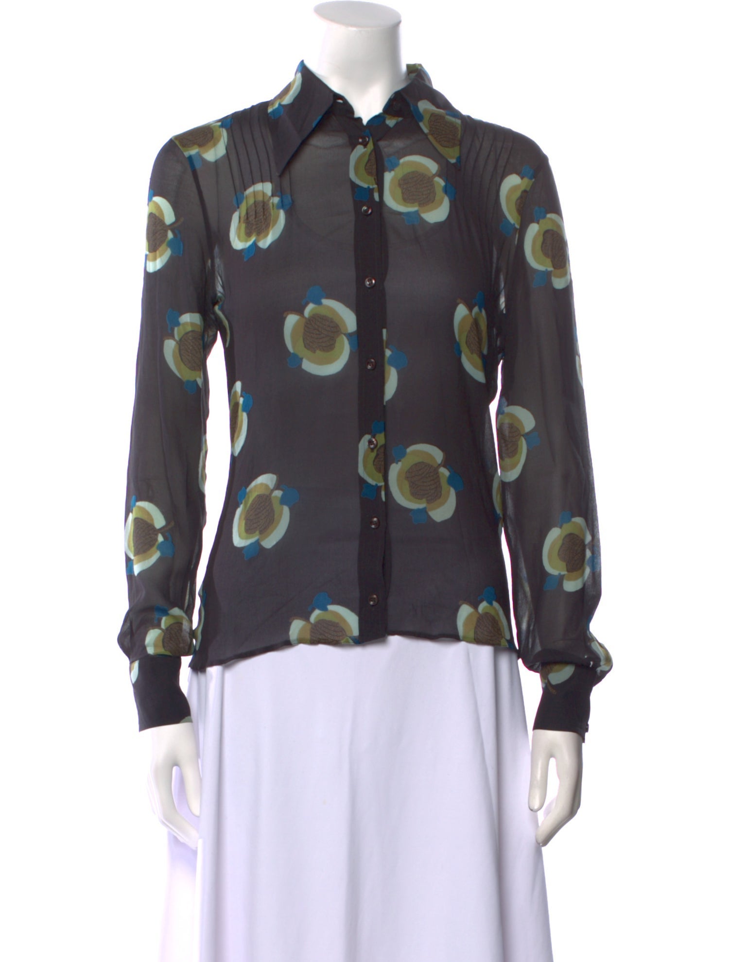 Barbara Bui Silk Printed Button-Up Top