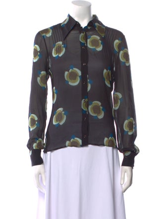 Barbara Bui Silk Printed Button-Up Top