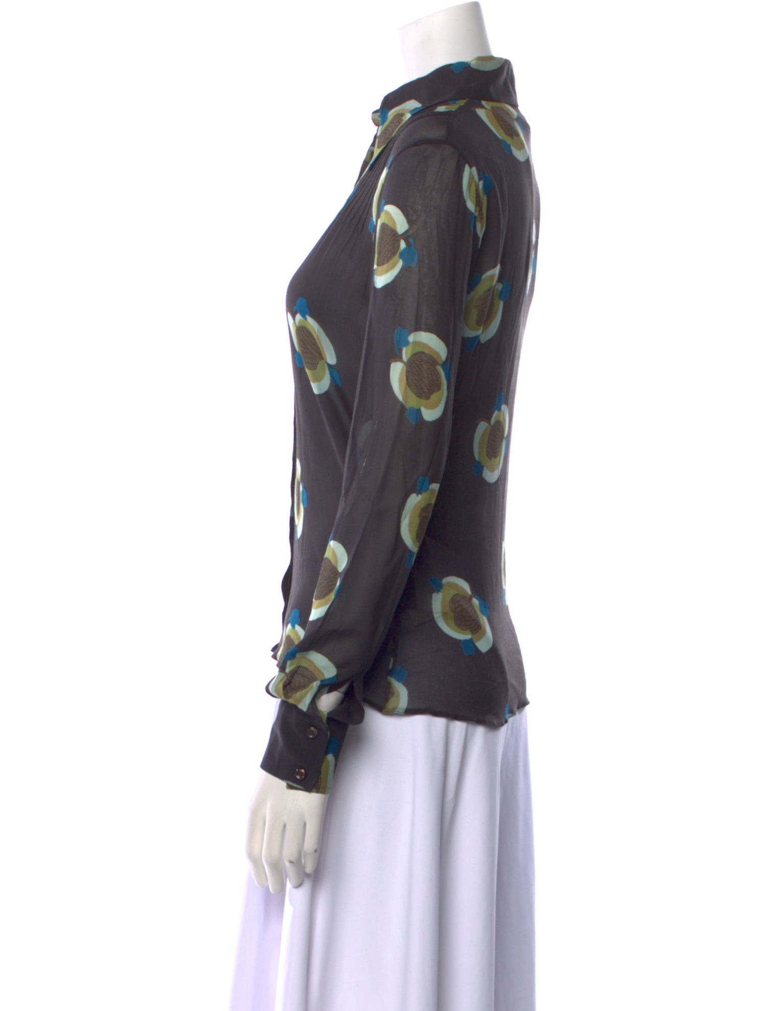 Barbara Bui Silk Printed Button-Up Top