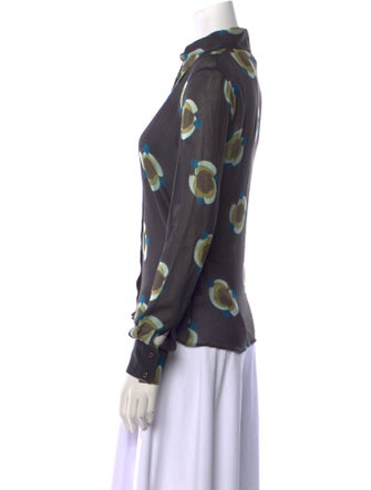 Barbara Bui Silk Printed Button-Up Top