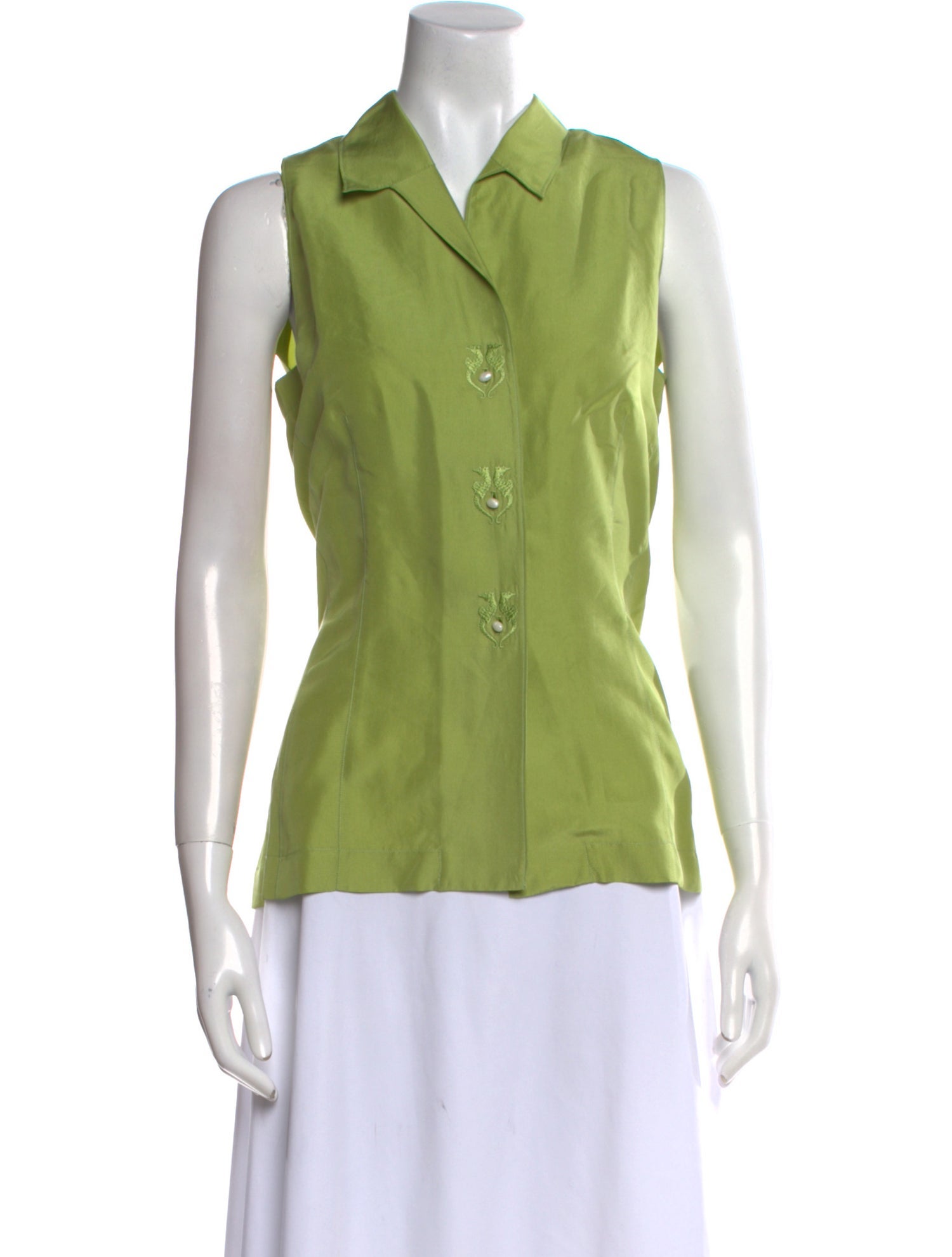 Barbara Bui Silk Sleeveless Button-Up Top