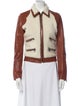 Barbara Bui Lamb Leather Colorblock Pattern Biker Jacket