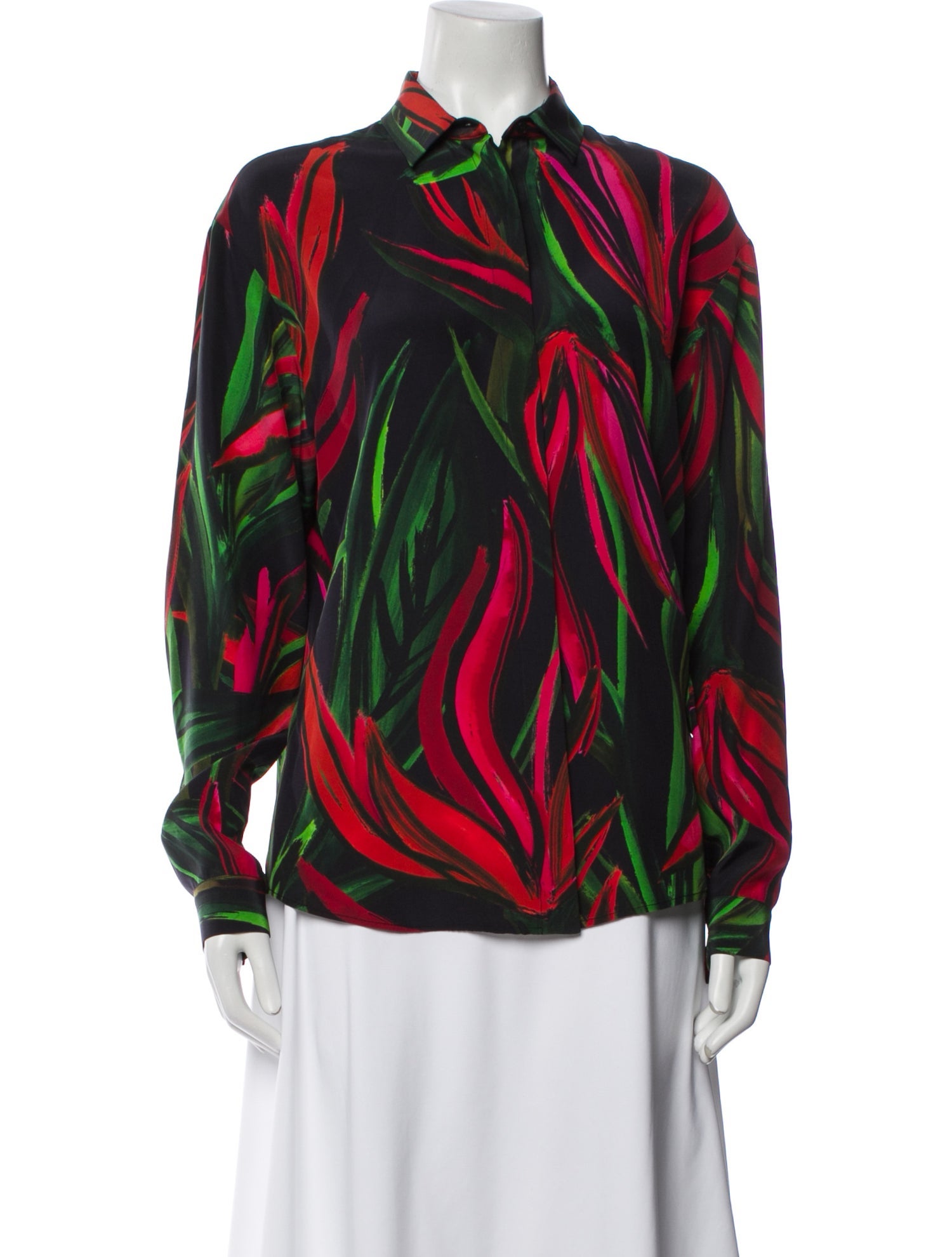 Barbara Bui Silk Printed Button-Up Top
