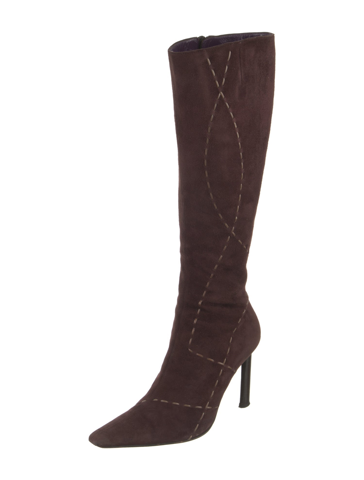 Barbara Bui Suede Whipstitch Trim Boots