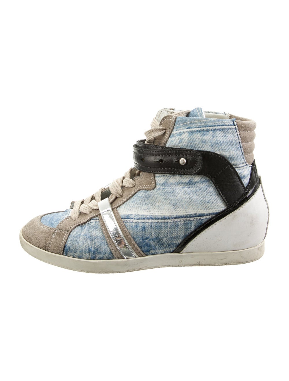 Barbara Bui Denim Colorblock Pattern Sneakers - image 1