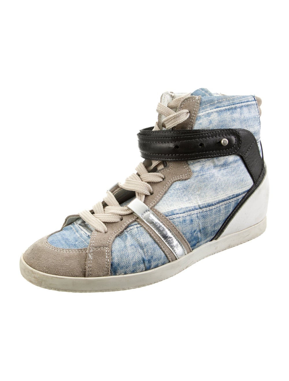 Barbara Bui Denim Colorblock Pattern Sneakers - image 2