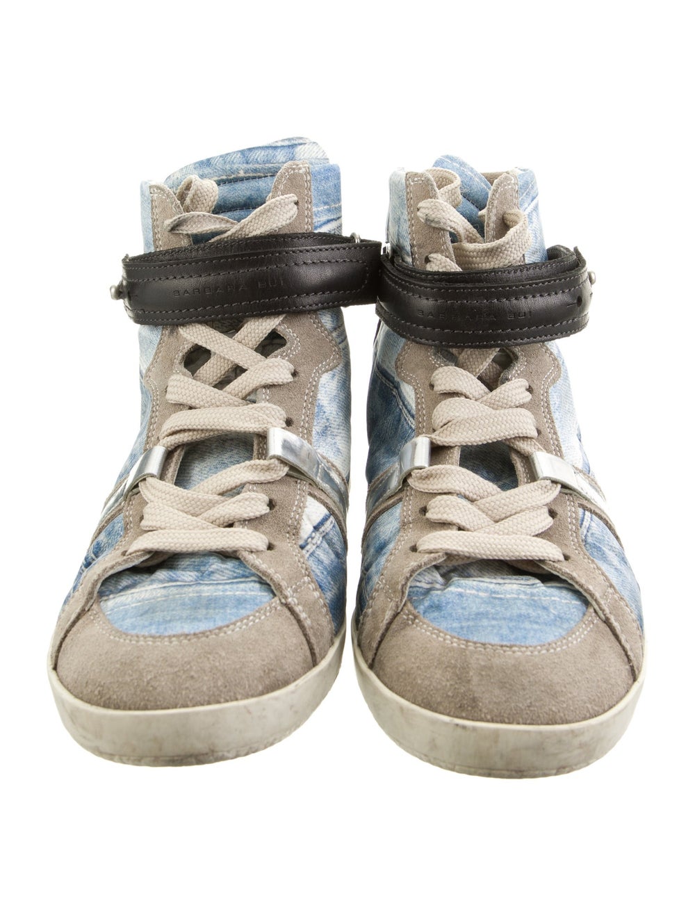 Barbara Bui Denim Colorblock Pattern Sneakers - image 3