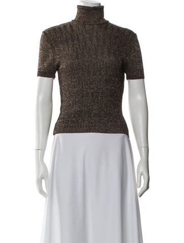 Pre-owned Barbara Bui Turtleneck Short Sleeve Top In Multi