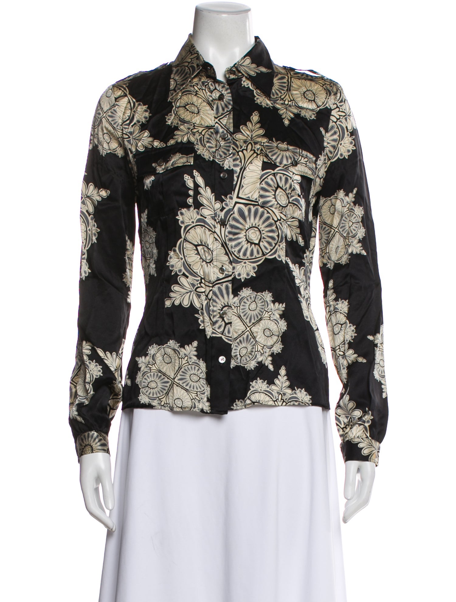 Barbara Bui Silk Floral Print Button-Up Top