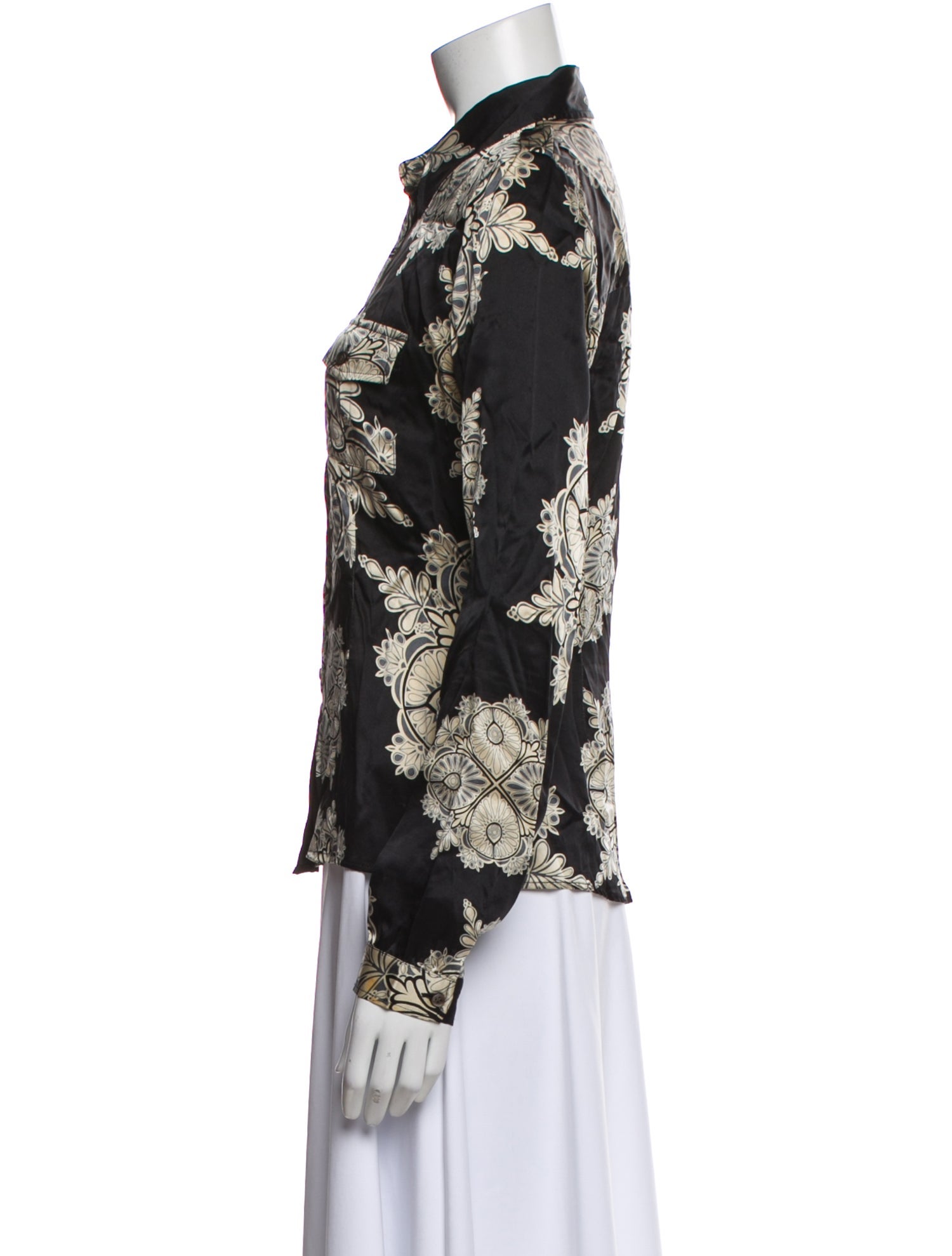 Barbara Bui Silk Floral Print Button-Up Top