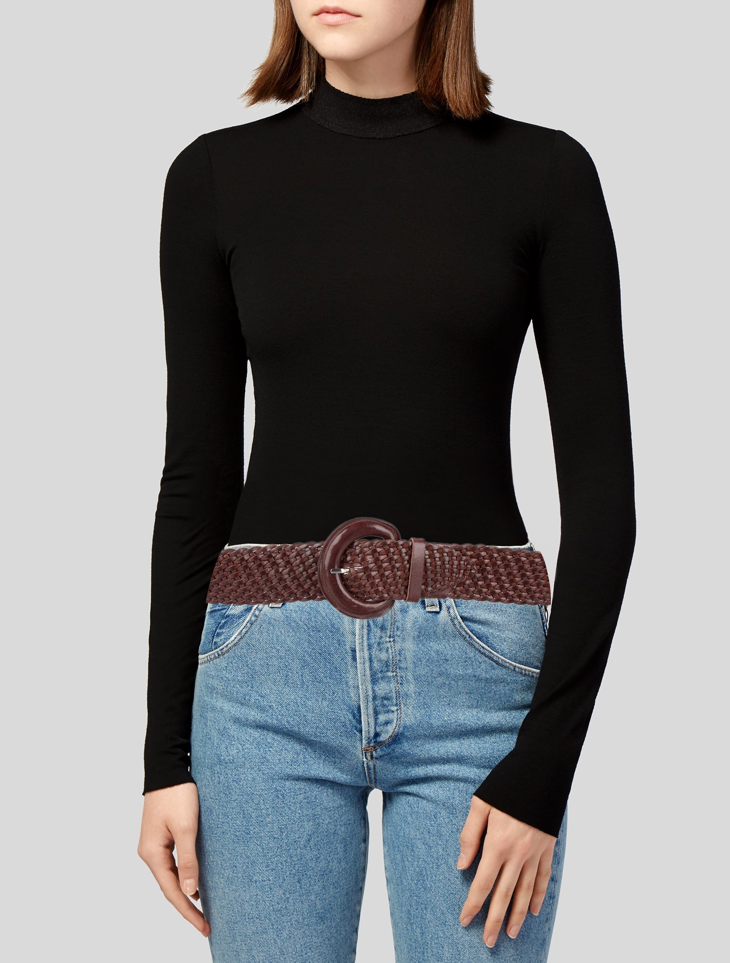 Barbara Bui Leather Braided Accents Belt