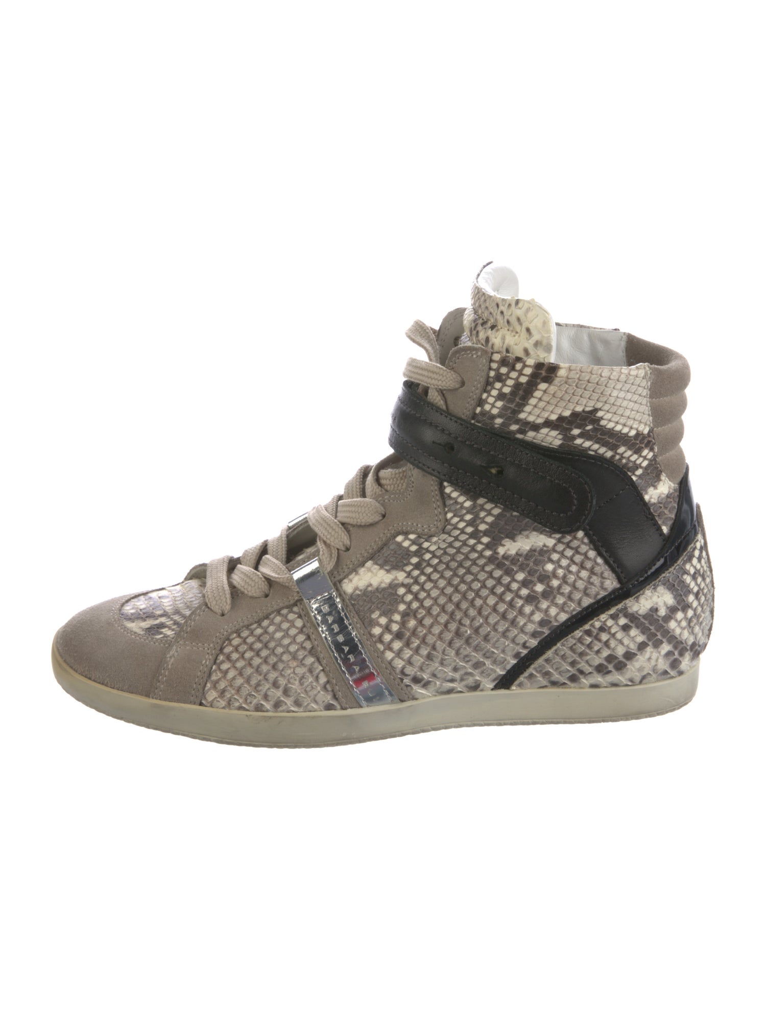 Barbara Bui Snakeskin Animal Print Wedge Sneakers