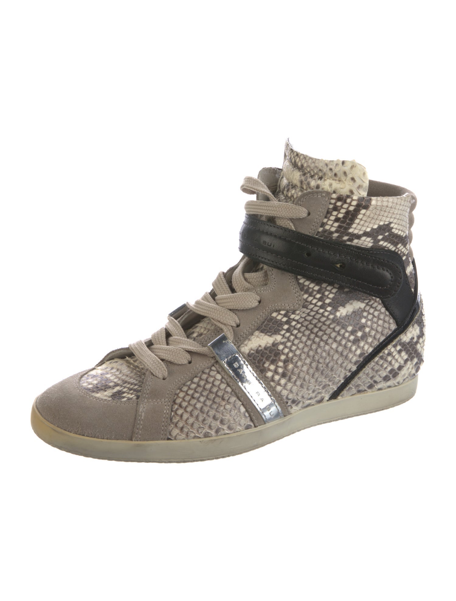 Barbara Bui Snakeskin Animal Print Wedge Sneakers