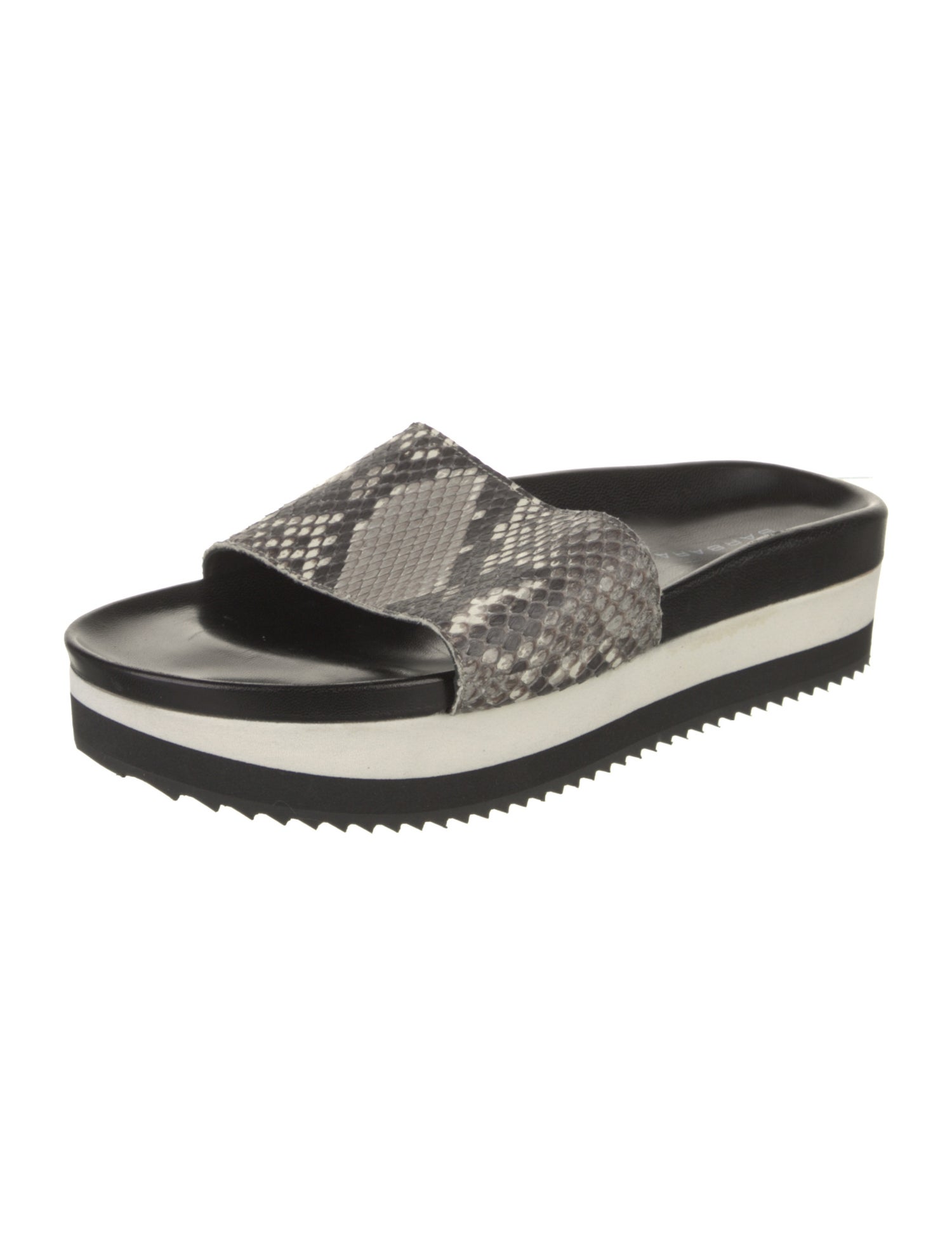 Barbara Bui Snakeskin Animal Print Slides