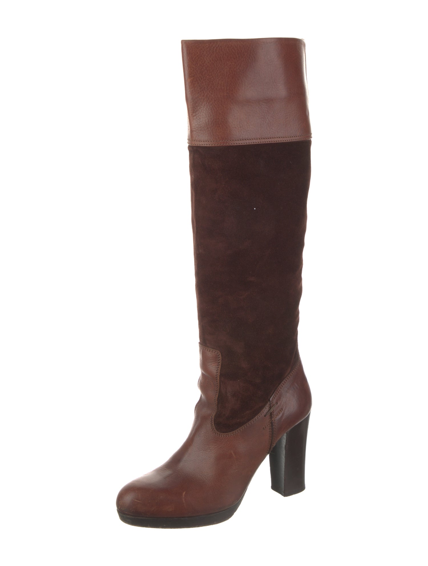 Barbara Bui Leather Colorblock Pattern Boots