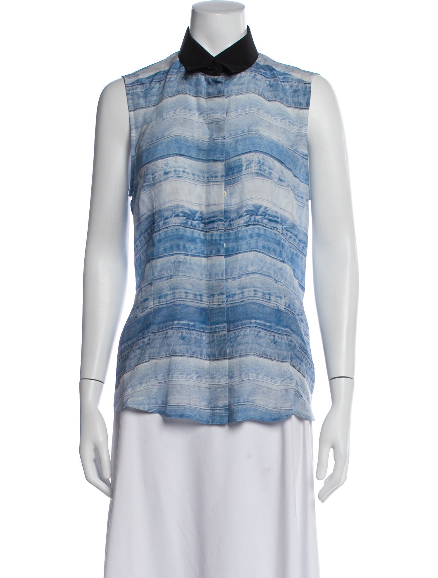 Barbara Bui Silk Striped Button-Up Top
