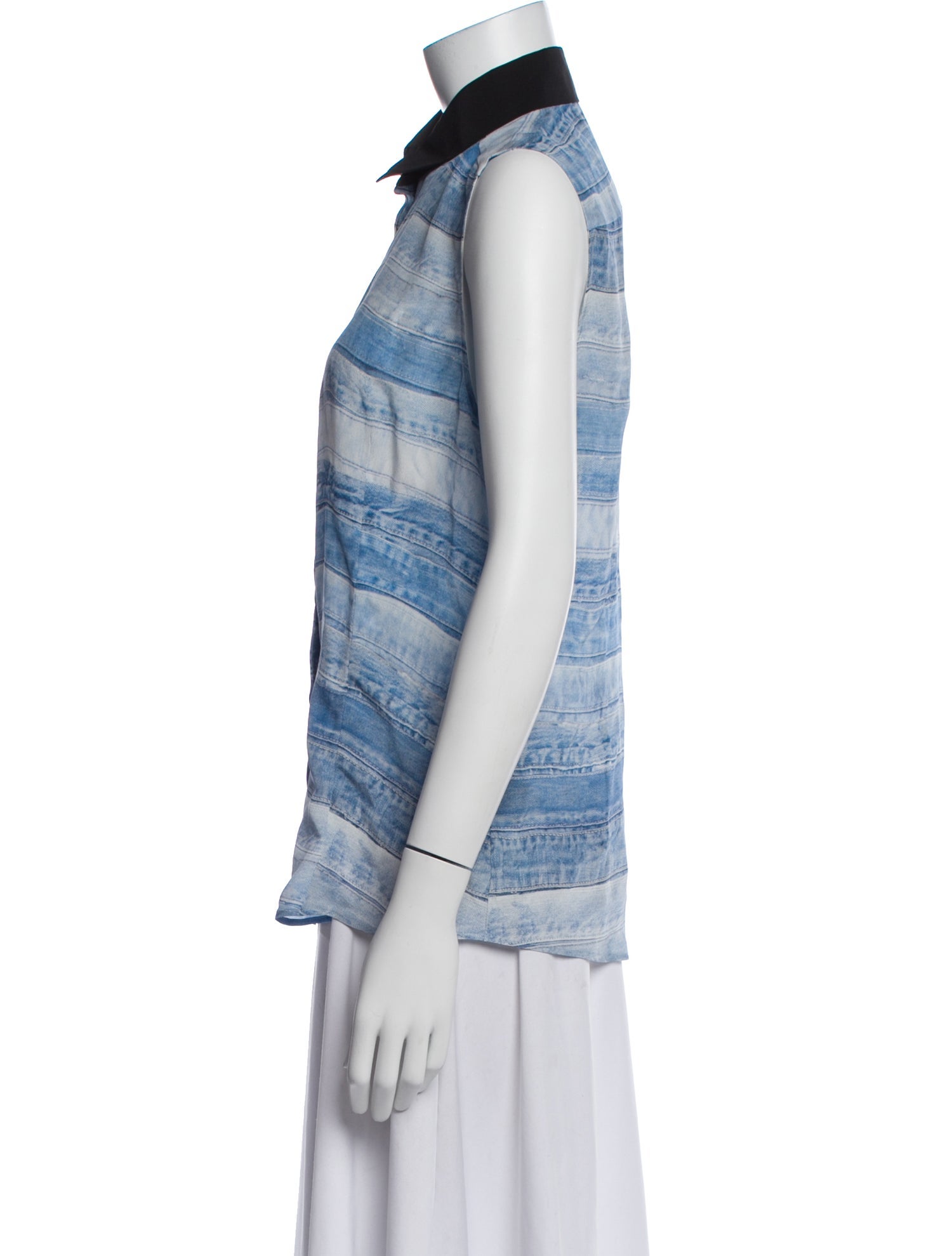 Barbara Bui Silk Striped Button-Up Top