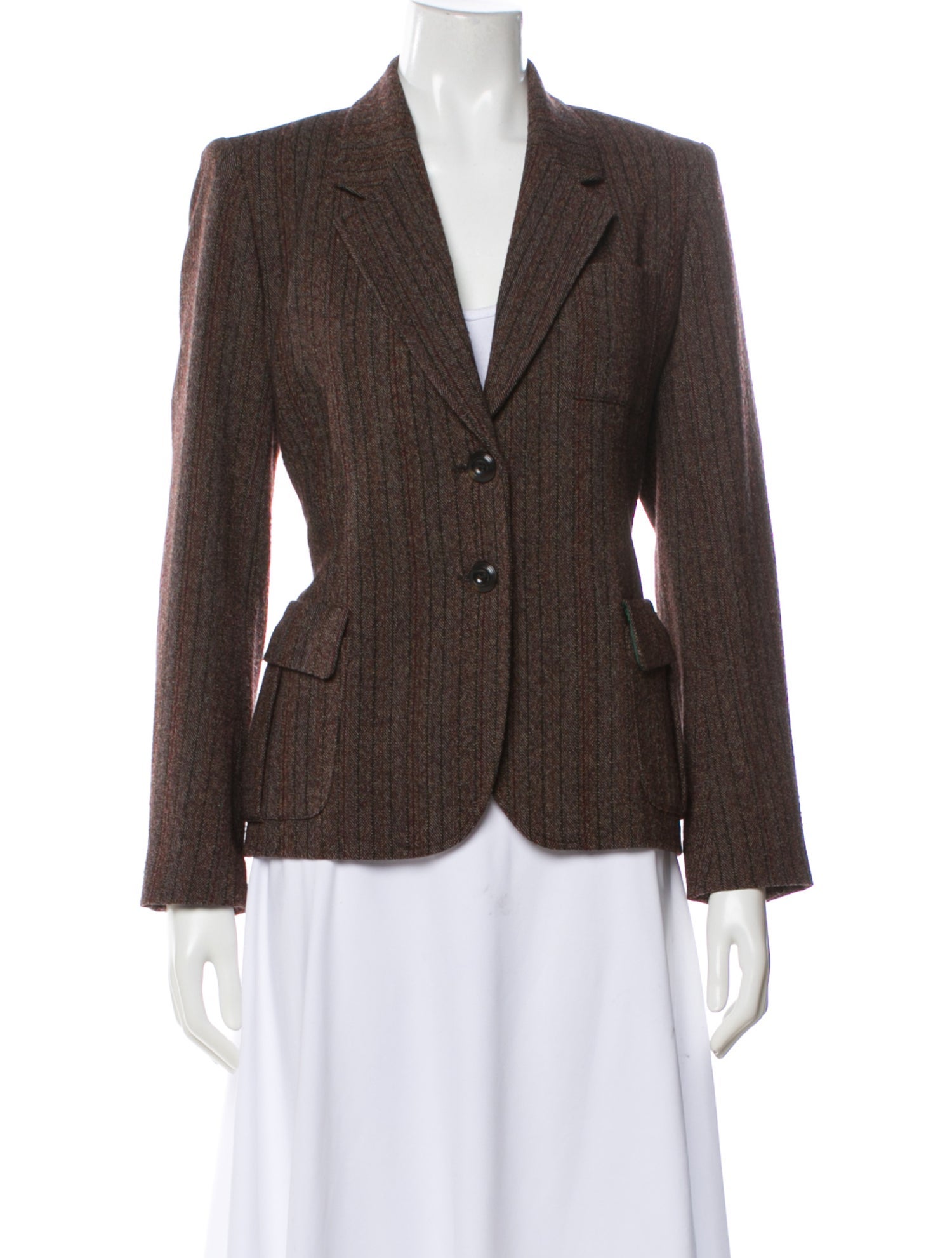 Barbara Bui Wool Plaid Print Blazer