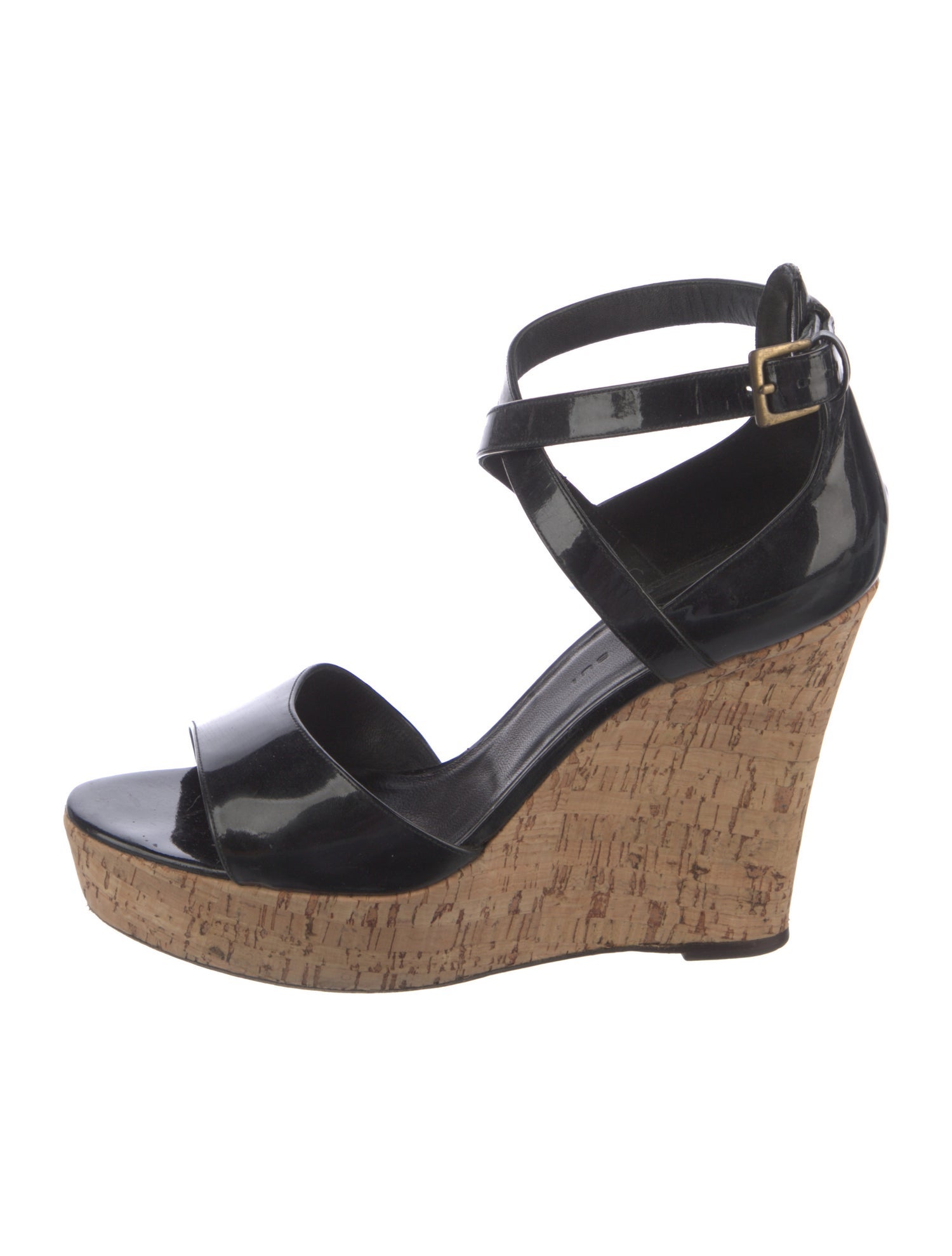 Barbara Bui Patent Leather Colorblock Pattern Espadrilles