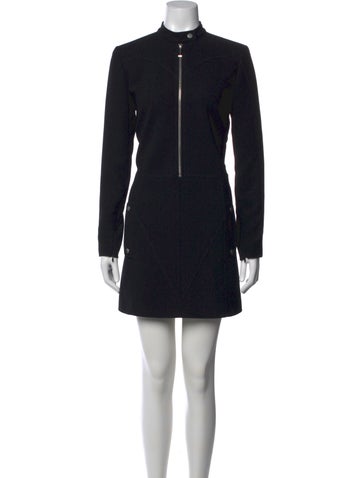 Pre-owned Barbara Bui Mock Neck Mini Dress In Black