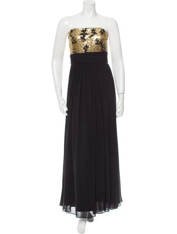 Badgley Mischka Silk Embellished Gown