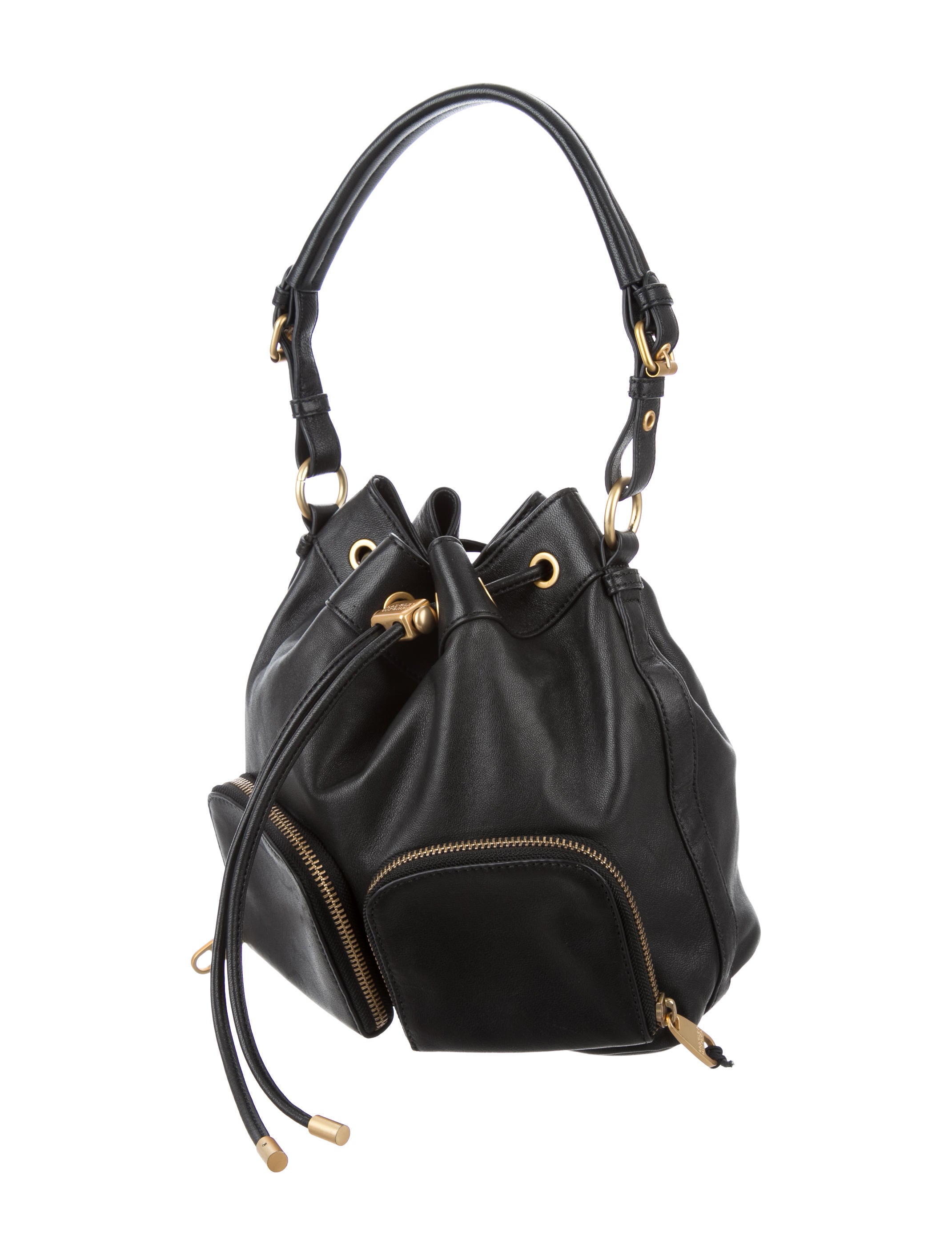 Badgley Mischka Leather Drawstring Bag Handbags BAG21045 The RealReal