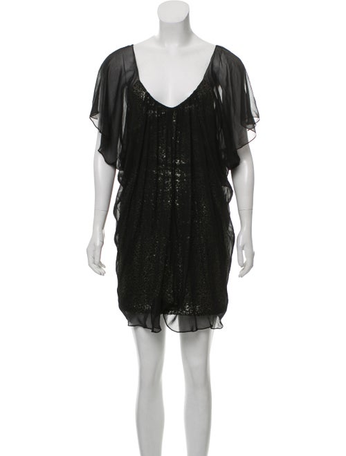 Badgley Mischka Sequin-Embellished Silk Trim Cocktail Dress