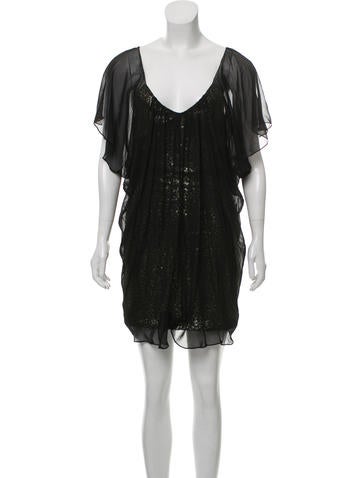 Badgley Mischka Dresses Sequin-Embellished Silk Trim Cocktail Dress US 0 | XS