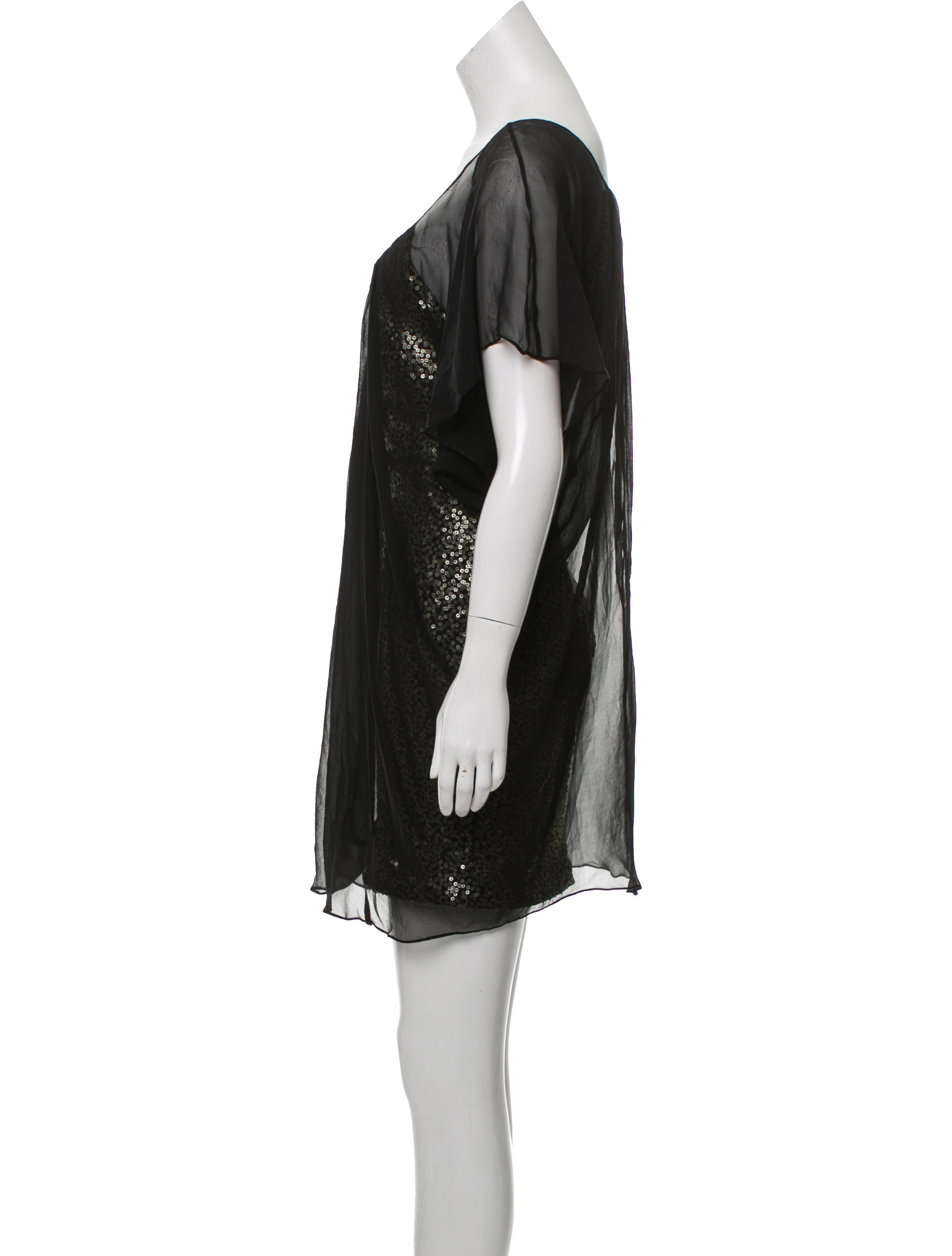 Badgley Mischka Sequin-Embellished Silk Trim Cocktail Dress